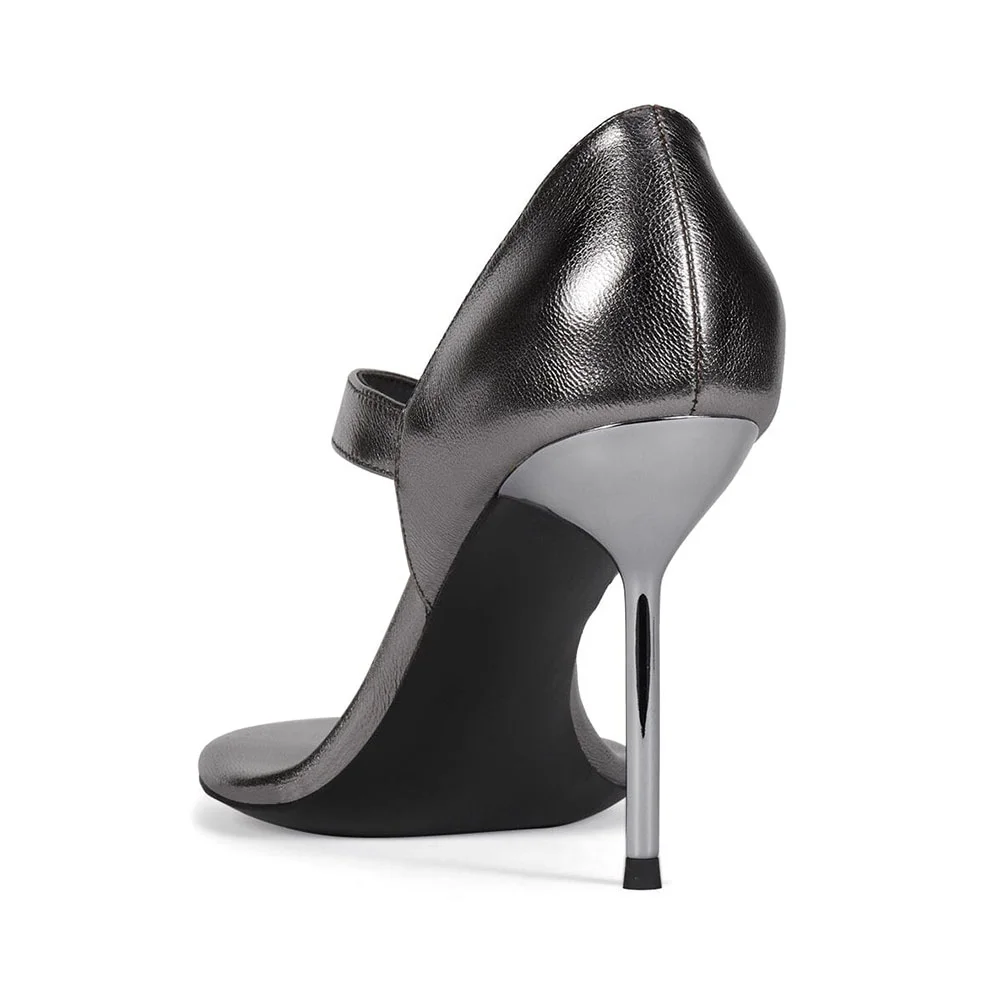 Grey Metallic Open Round Toe Comfy Flip Flops Heeled Sandals