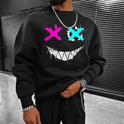 Smiley Print Casual Oversized Men's Sweatshirt