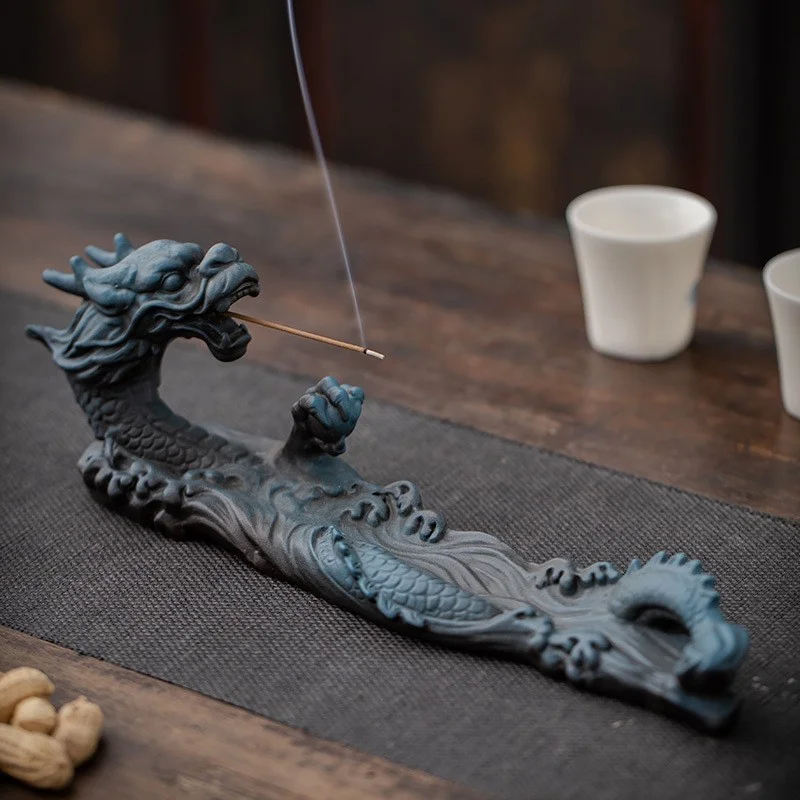 Dragon Protection Ceramic Stick Incense Burner Decoration