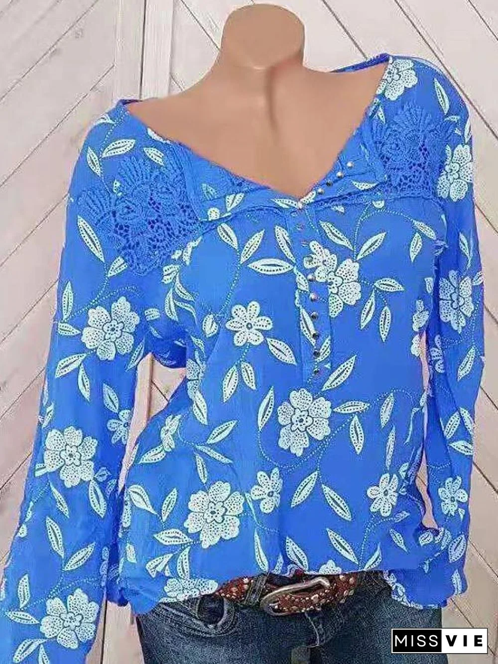 Women's Blouse Shirt Floral Flower Long Sleeve Print Round Neck Tops Basic Top