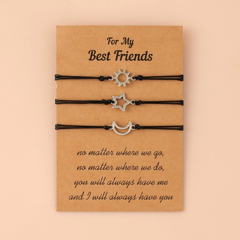 Jewelry Simple Retro Alloy Sun Moon Star Men’s Friendship Adjustable Couple Card Bracelet