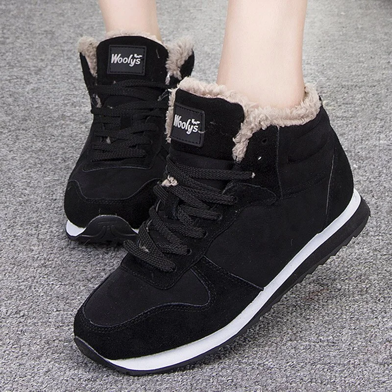 YENGM Women Sneakers 2022 Keep Warm Winter Sneakers With Fur Winter Shoes For Women Black Sports Chaussure Femme Couple Tennis female