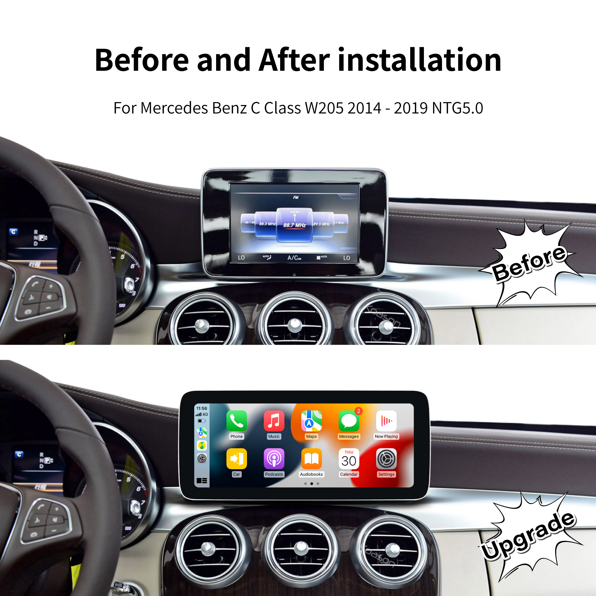 KOASON Linux Apple CarPlay Android Auto TouchScreen Original Retrofit Upgrade Monitor for Mercedes Benz C W205 GLC X253 C253 V class W639 X class