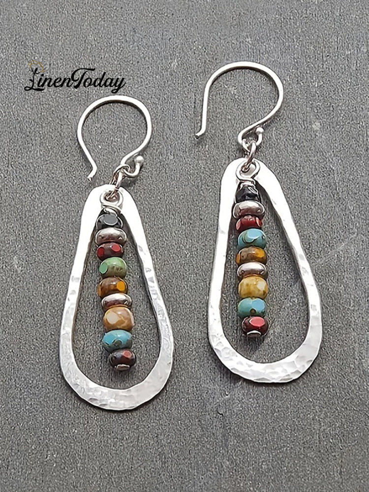 🎁 Handmade Multicolor Beads Teardrop Pendant Earrings (100% Off) Silver / One Size