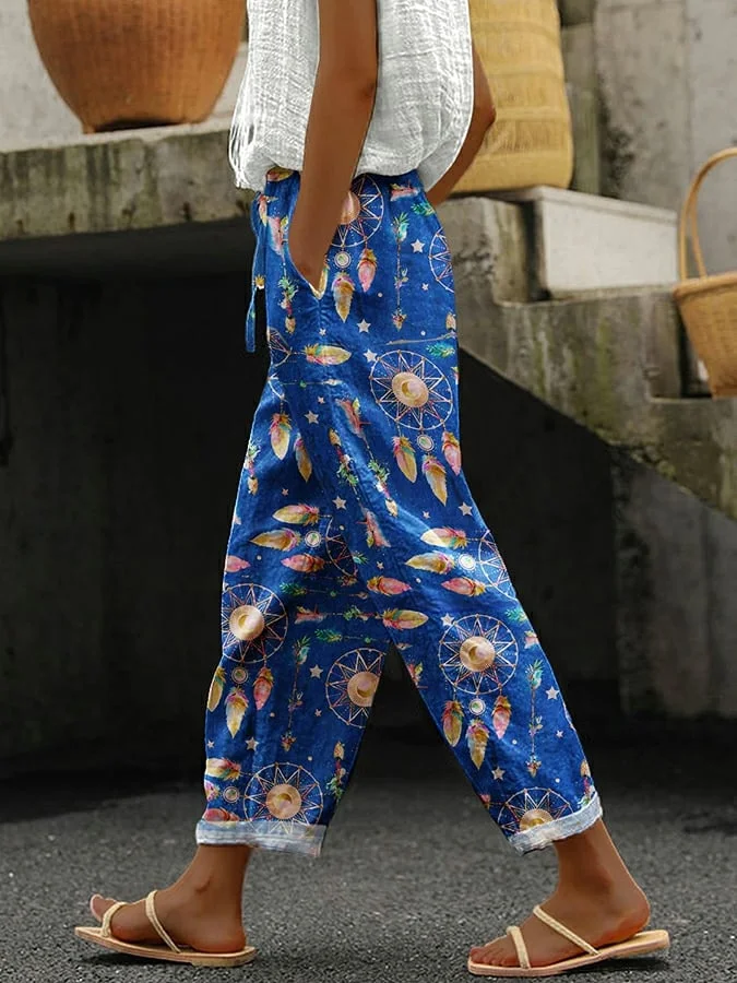 Ethnic Dreamcatcher Print Casual Pants