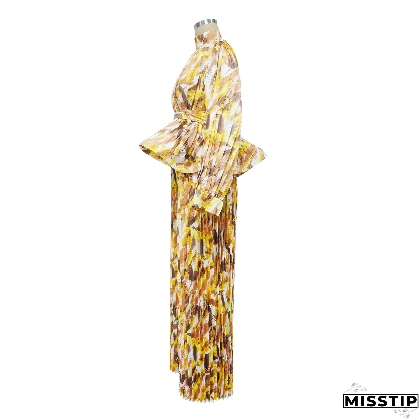 Women Lantern Long Sleeve Top and Wide Leg Pants Printed Casual Two-piece Set