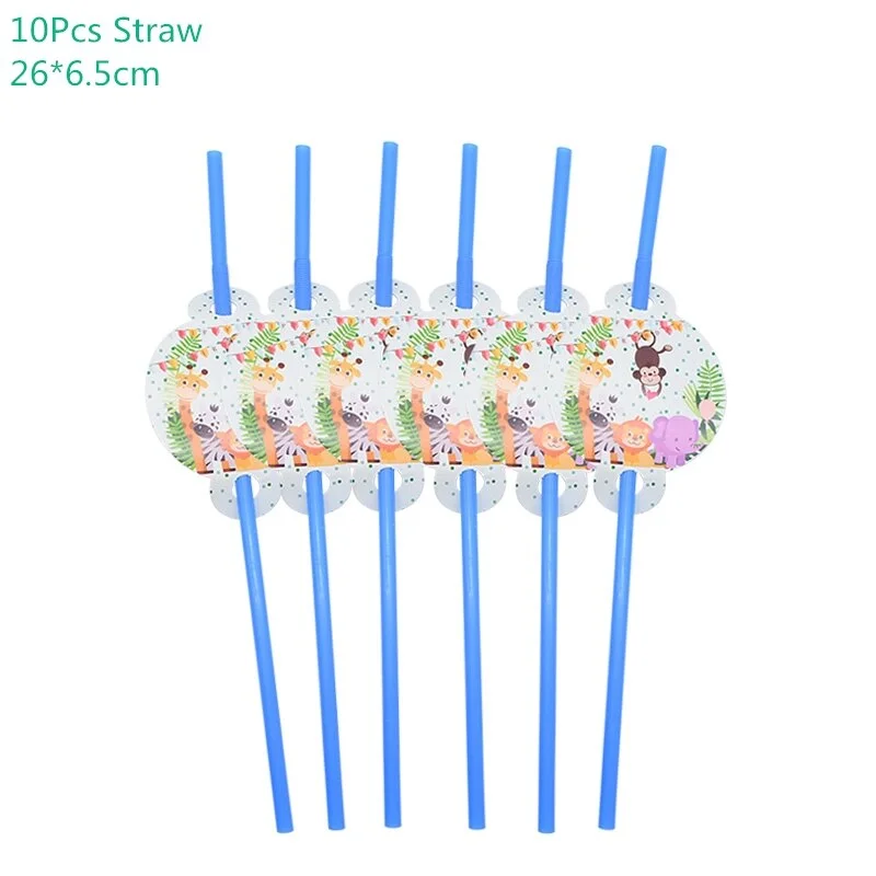 Safari Party Cartoon Animal Disposable Tableware Paper Cup Plate Tablecloth Kids Birthday Party Decoration Jungle Party Supplies