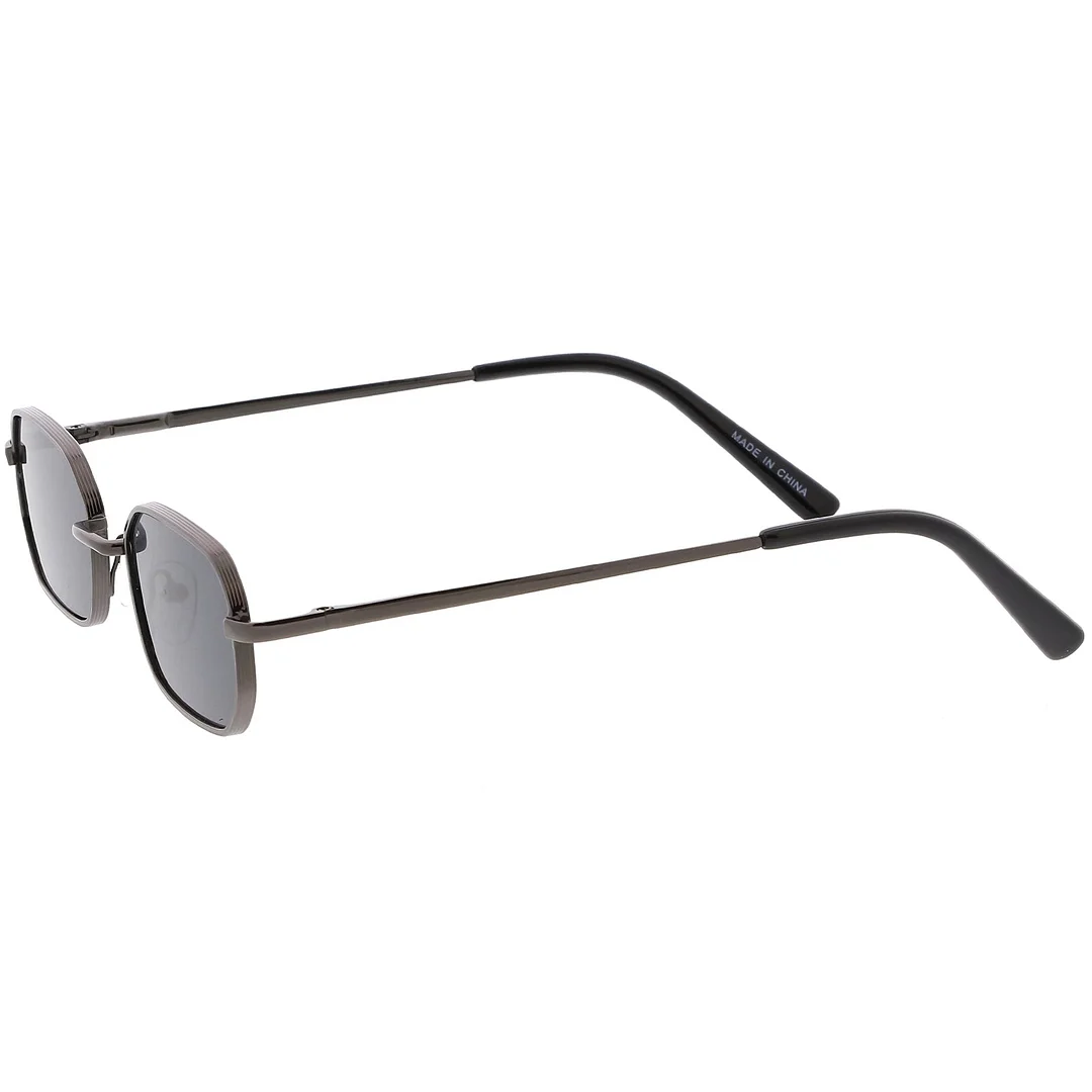 Extreme Small Metal Rectangle glasses Thick Frame Flat Lens 48mm