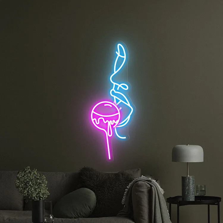 Sexy Lip With Sugar Neon Sign custom Size and Color Neon Lights Decor Game Room Wall, Decor Home Personalized Gifts 