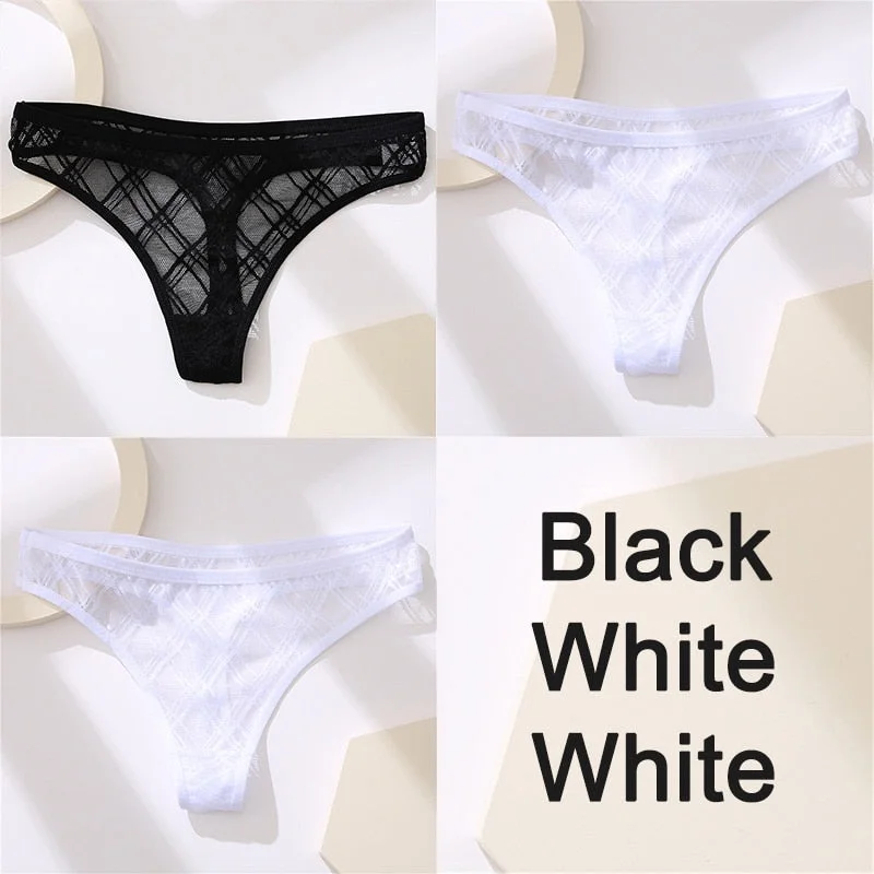 Sexy Lingerie Lace Panties Women Underwear G-String Perspective Thong Pantys Mesh Low Waist Female Briefs Intimate Underpants