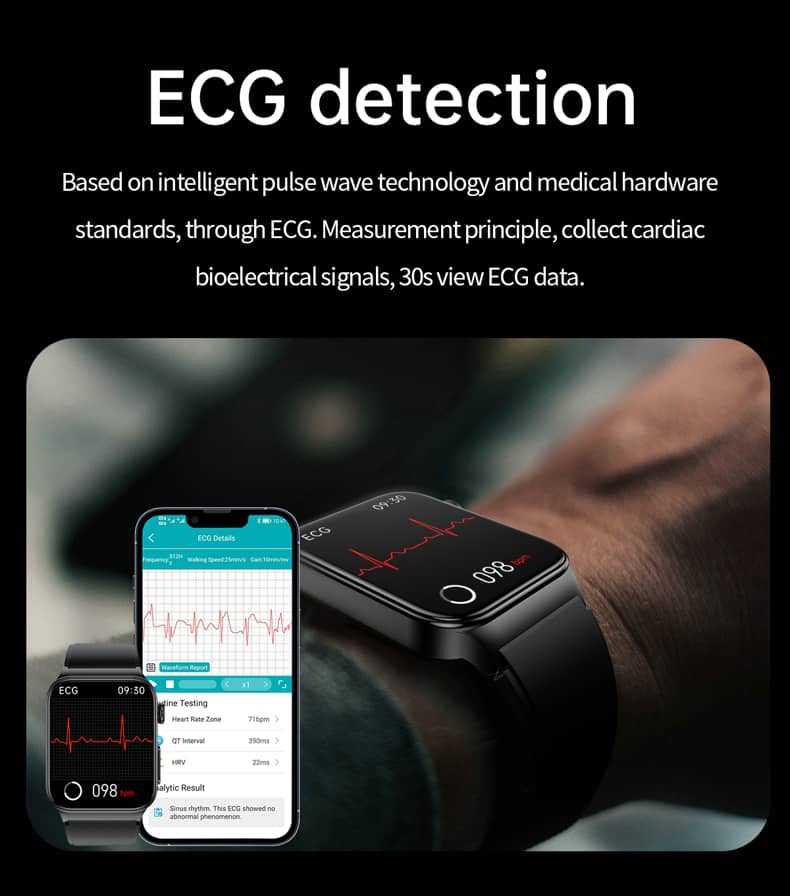 Findtime ECG Smart Watch with Blood Pressure Monitor Body Temperature Blood Glucose Heart Rate Blood Oxygen