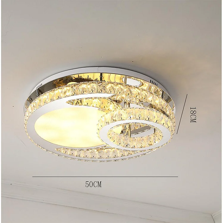 Overlapping Circles Crystal Stainless Steel Flush Mount LED Lights Bedroom Ceiling Lights - Appledas