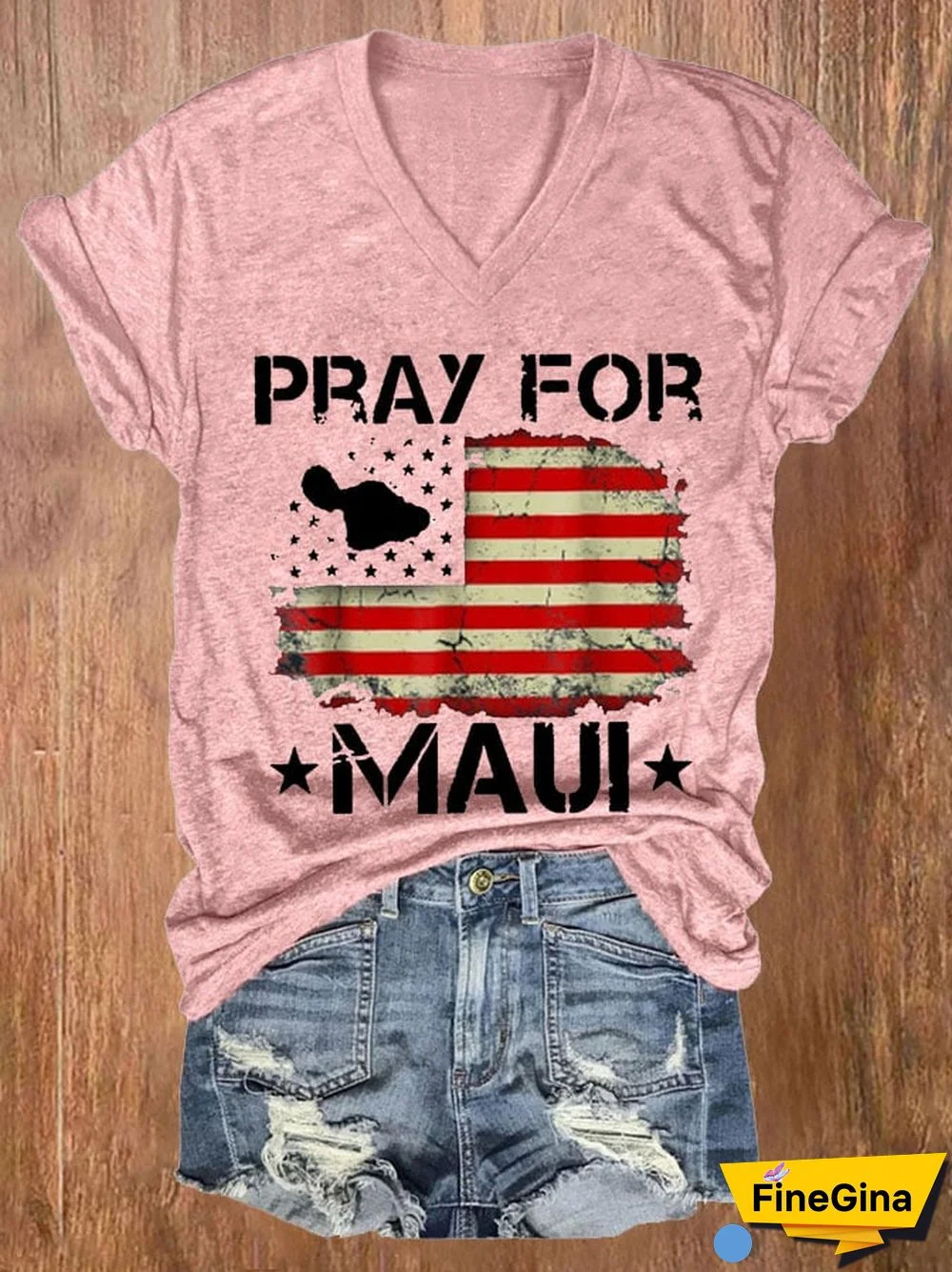 Women's Pray for Maui Print Short Sleeve T-Shirt