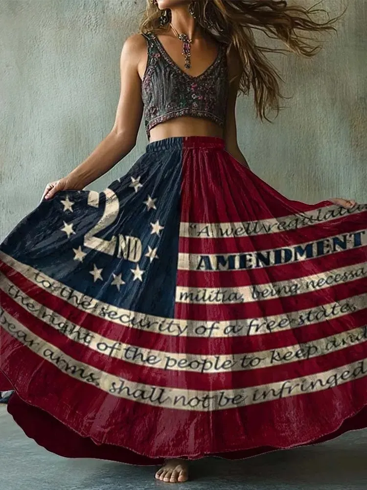 Women's Vintage Independence Day Flag Pattern Skirt
