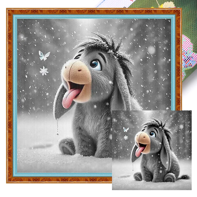 【Huacan Brand】Donkey 20*20cm 18CT Stamped Canvas Cross Stitch gbfke