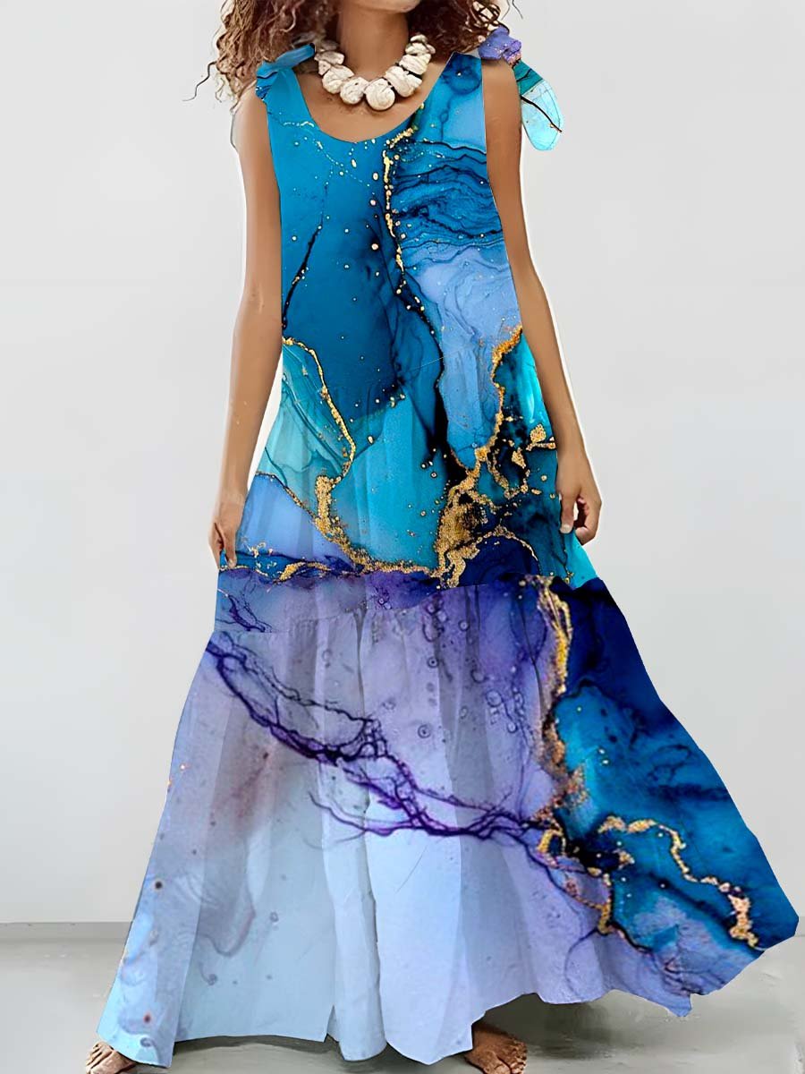 Women's Splash-ink Gilt Art Resort Dress