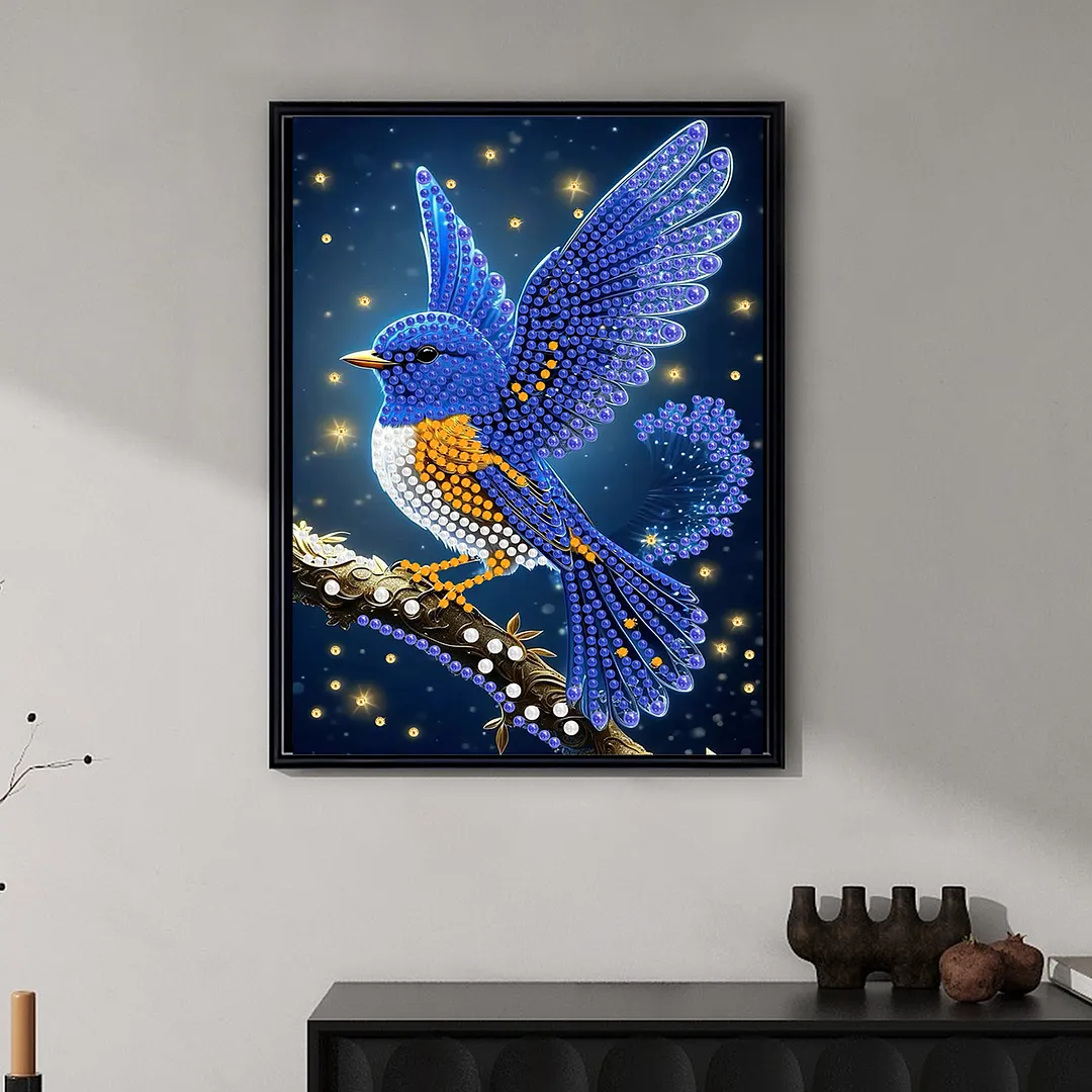 Pearl Painting Kit for Adults Blue Bird Decor 11.81x15.75in