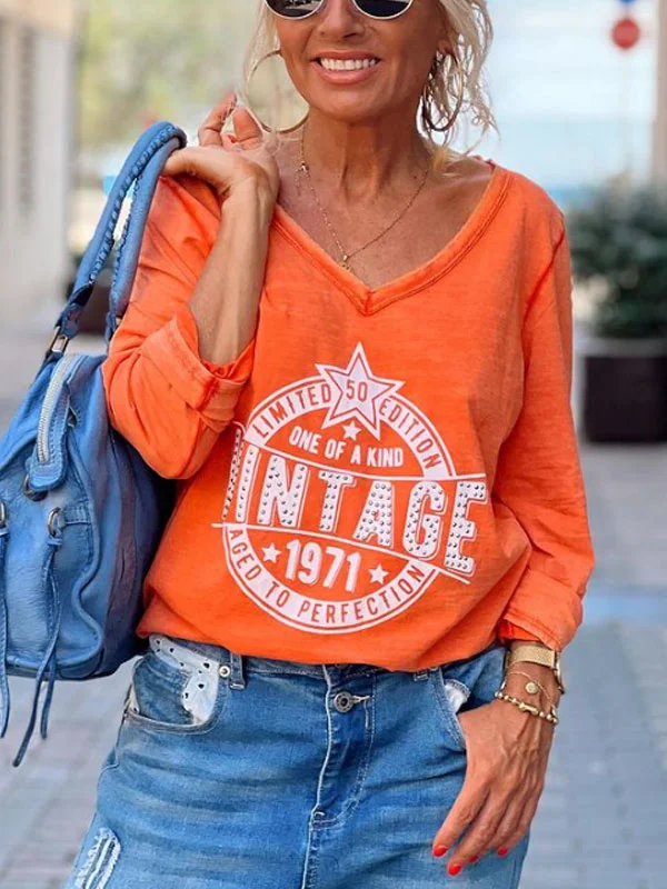 Letters Comfortable Pullover Daily Women's Tops