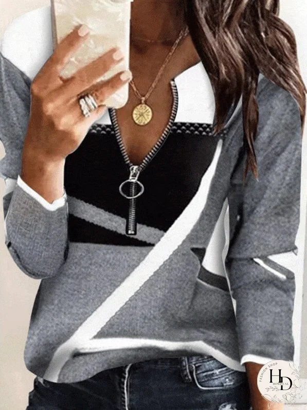 Trendy V-Neck Long Sleeve Top