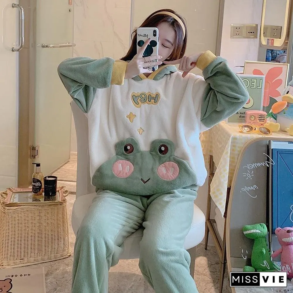 Frog Eyes Ears Hooded Pajamas Two-piece Set