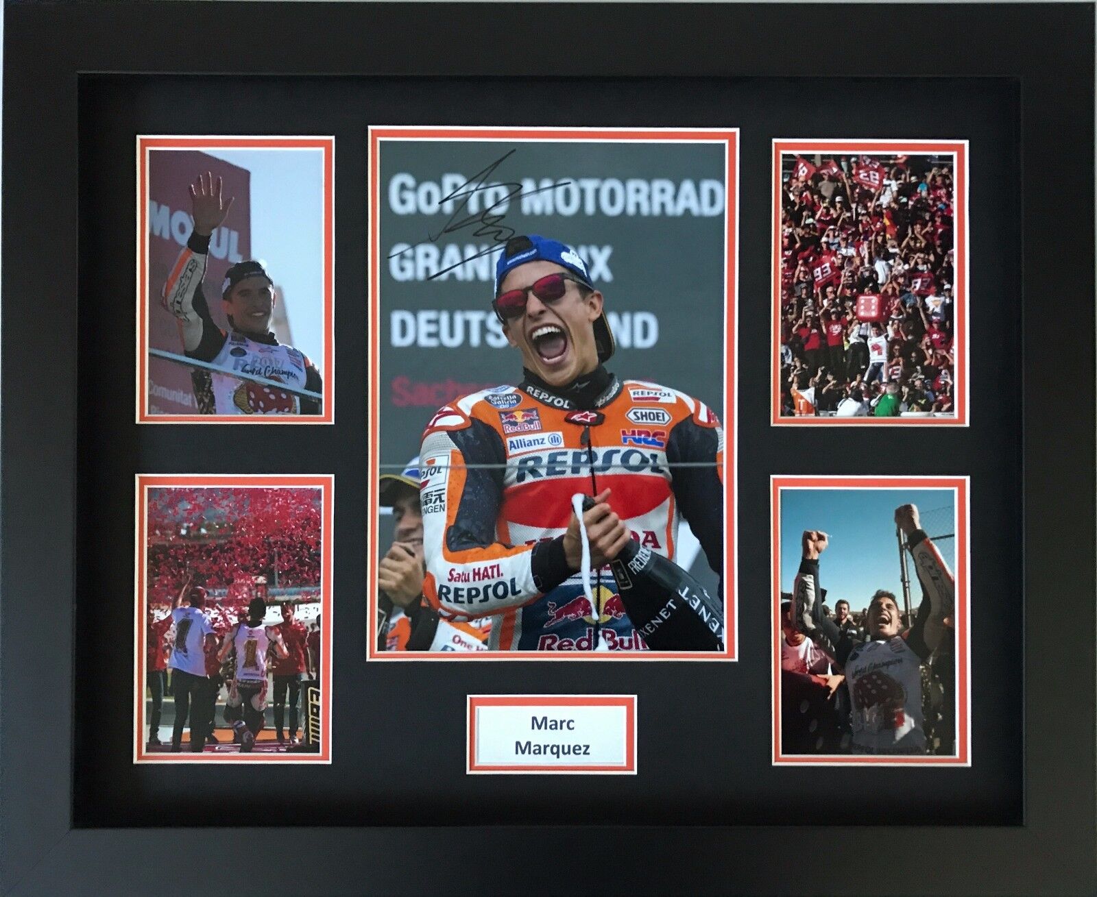 MARC MARQUEZ HAND SIGNED REPSOL HONDA FRAMED Photo Poster painting DISPLAY MOTOGP PROOF 4.