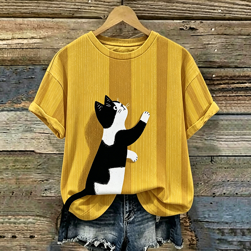 Comstylish Women's Cute Cat Print Casual T-shirt