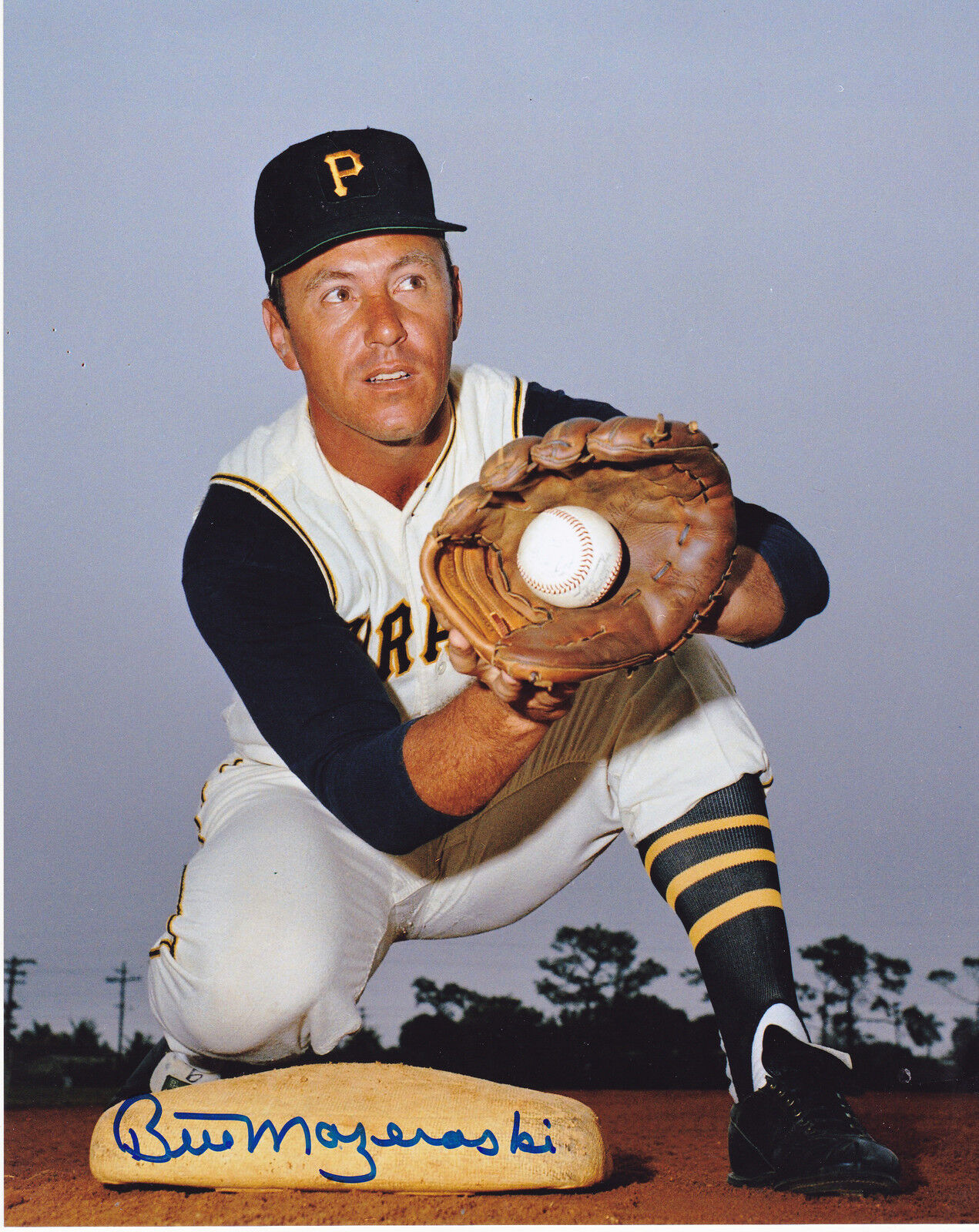 BILL MAZEROSKI PITTSBURGH PIRATES ACTION SIGNED 8x10