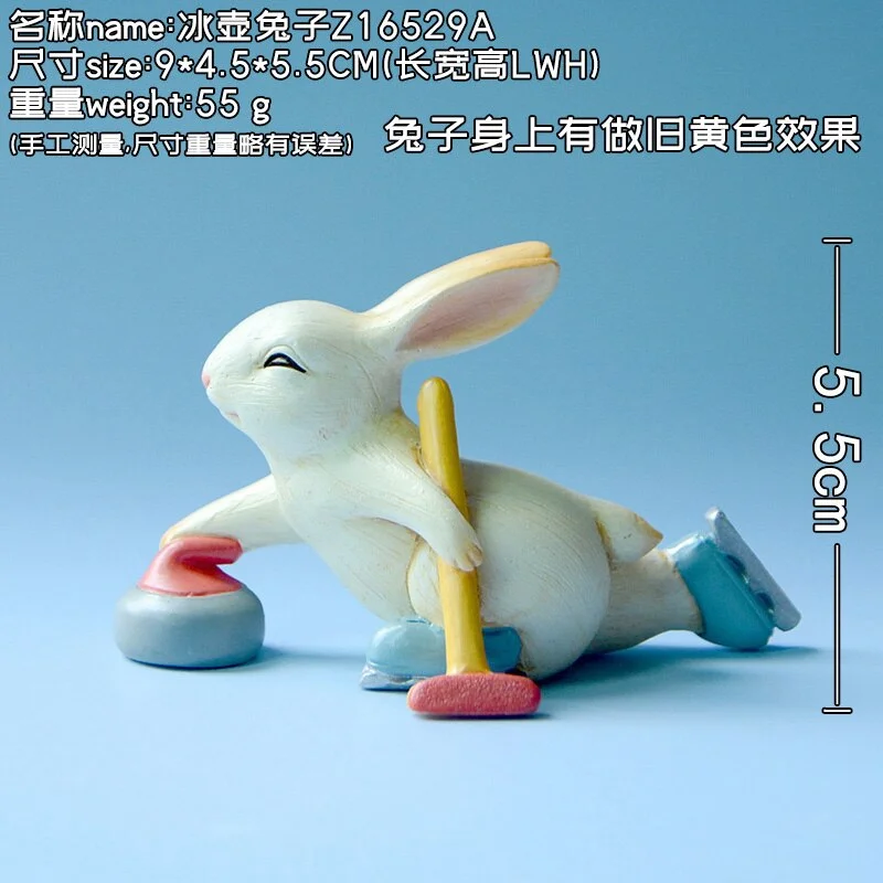 Creative Lovely Rabbit Ornaments Winter Games Competition Sports Figurine Skiing Skating Home Decoration Birthday Gifts