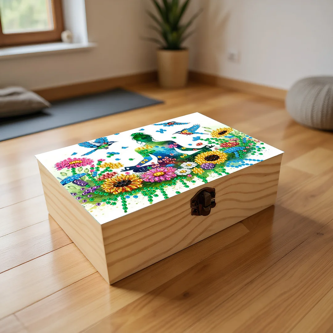 Mindful Sitting DIY Wooden 5D Diamond Art Diamond Art Storage Box for Adult Gift