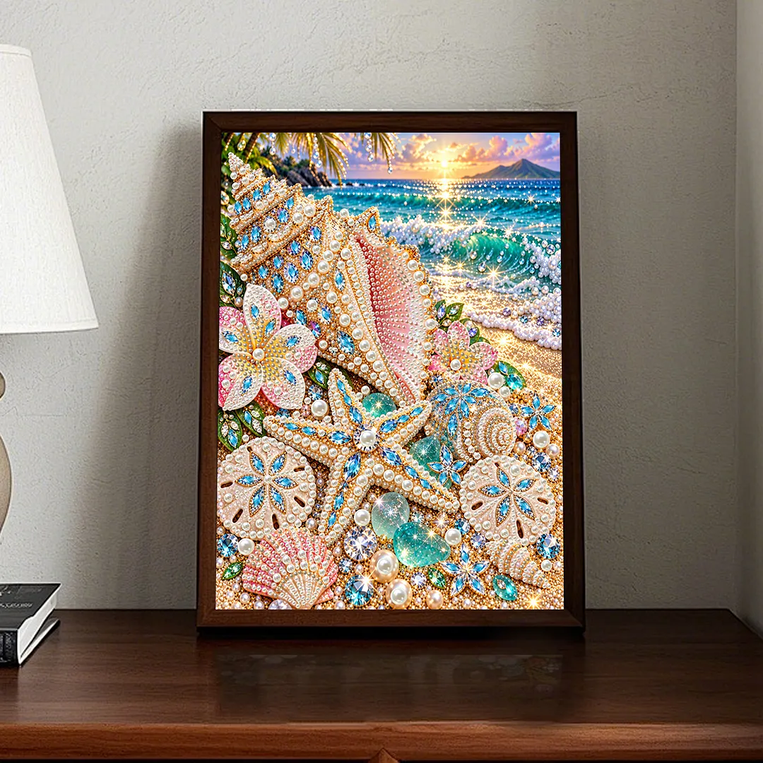 Special Shaped Diamond Painting Kit Ocean Sunset 12x16in