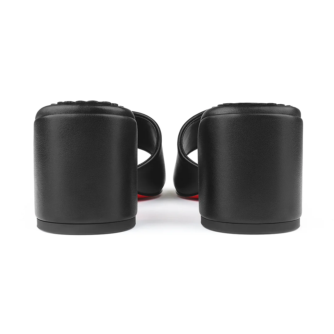 55mm Women's Chunky Mid-Heel Mules Red Bottom Sandals-MERUMOTE