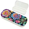 (US Local)Rose Pattern DIY Diamond Pencil Case Pens Brushes Accessories Travel Pencil Box