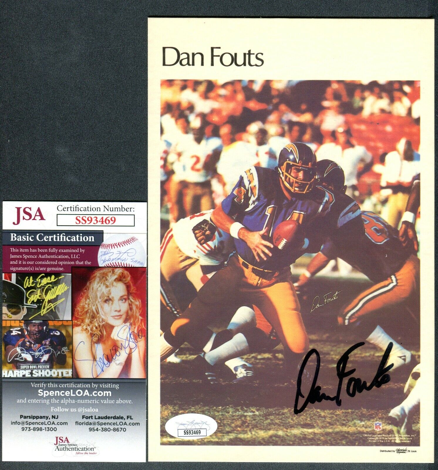 JSA 1980 Marketcom #26 Dan Fouts Autographed Signed San Diego Chargers TRB 859