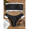 2019 New Bikinis Women Frilled Textured Strapless Bikini Set Swimsuits Swimwear Padded Low Waist Ruffles Bandeau Swimming Suit