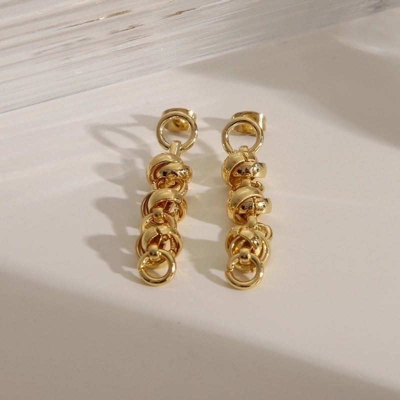 1 Pair Vintage Style Classic Style Solid Color Chain 304 Stainless Steel 18K Gold Plated Drop Earrings