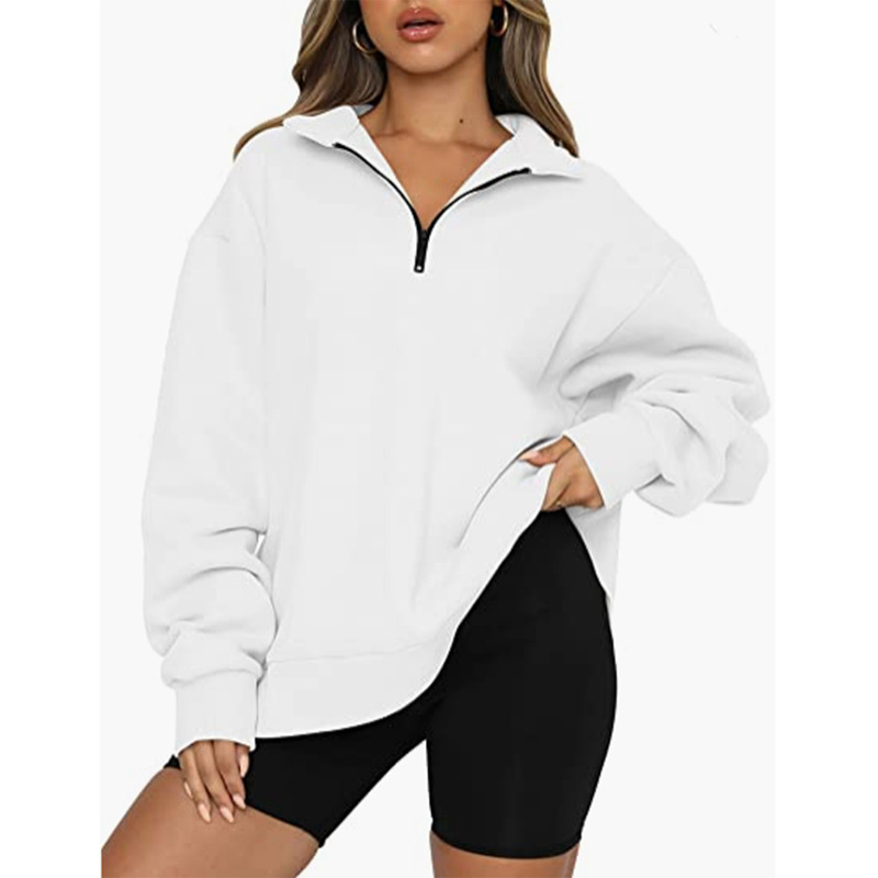 Women's Fashion Lapel Zipper Loose Casual Sweatshirts