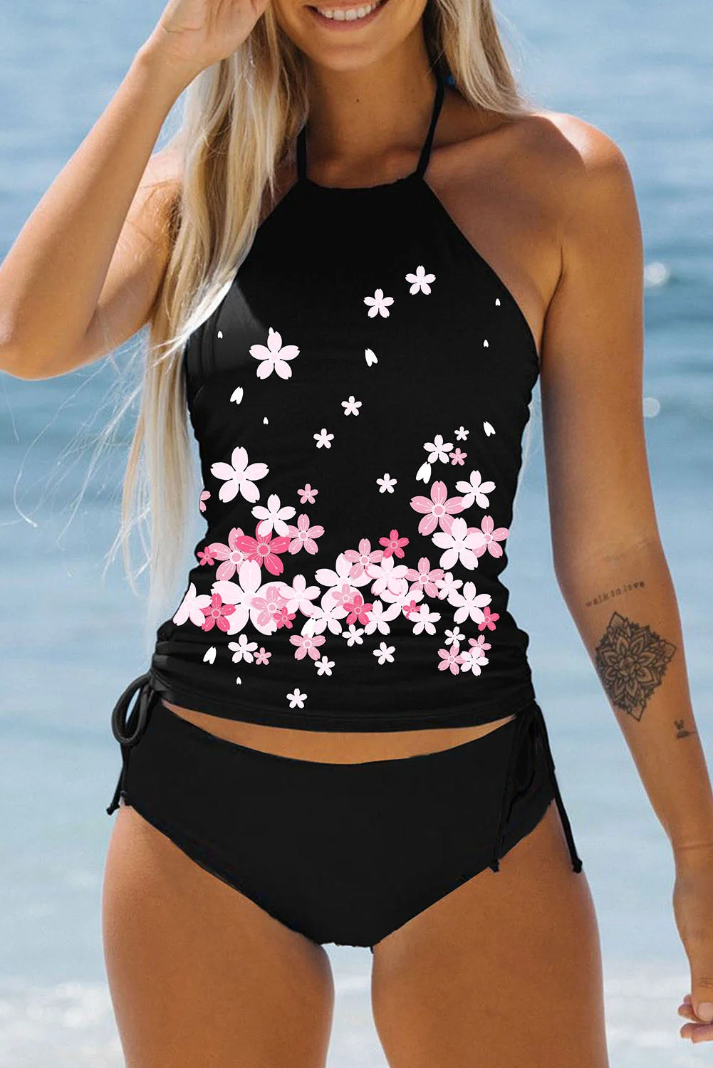 Cherry Blossom Halter Tankini Set