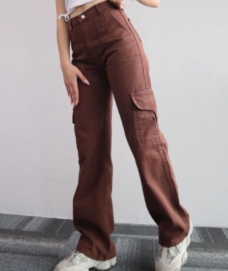 Thoval 2025New Fashion Women's Pants Elegant Mid Waist Three-Dimensional Pocket Waist Cinching Work Pants Female Trouser Casual Bottom