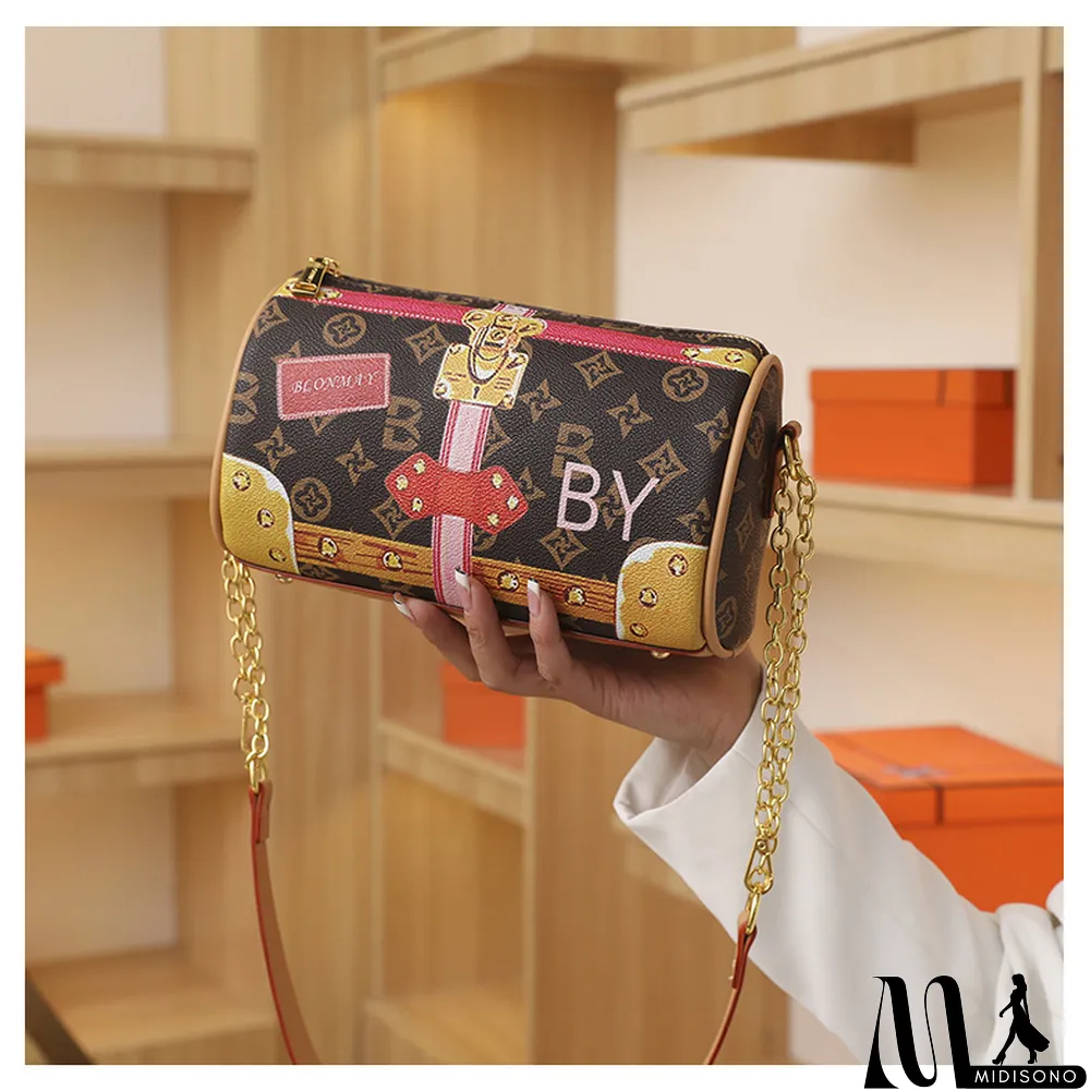 MidiSono - High-end Vintage Print All-match Chain Shoulder Messenger Bag