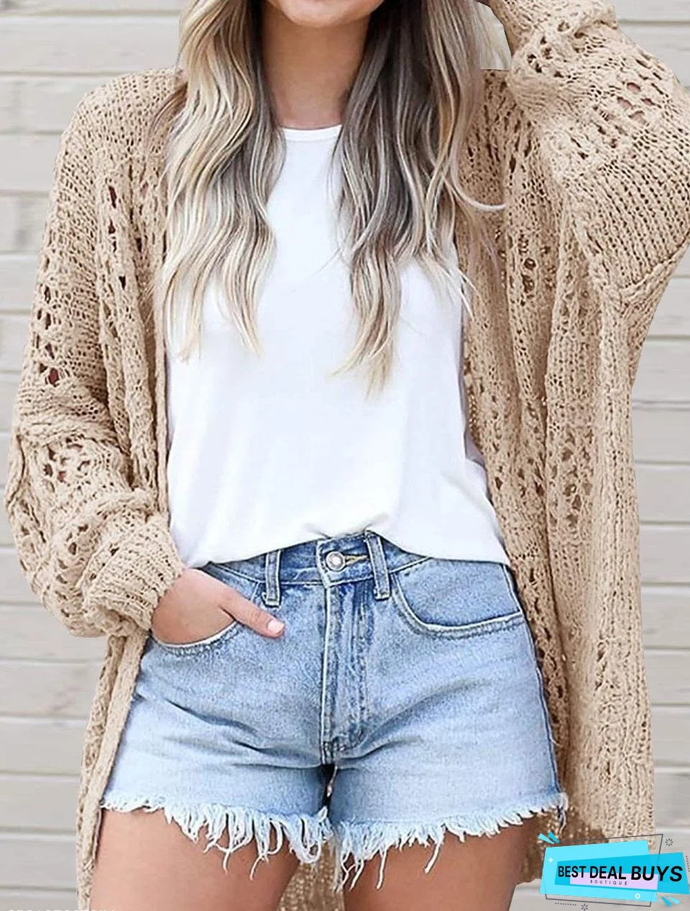 Casual Loose Long-Sleeved Hollow Cardigan