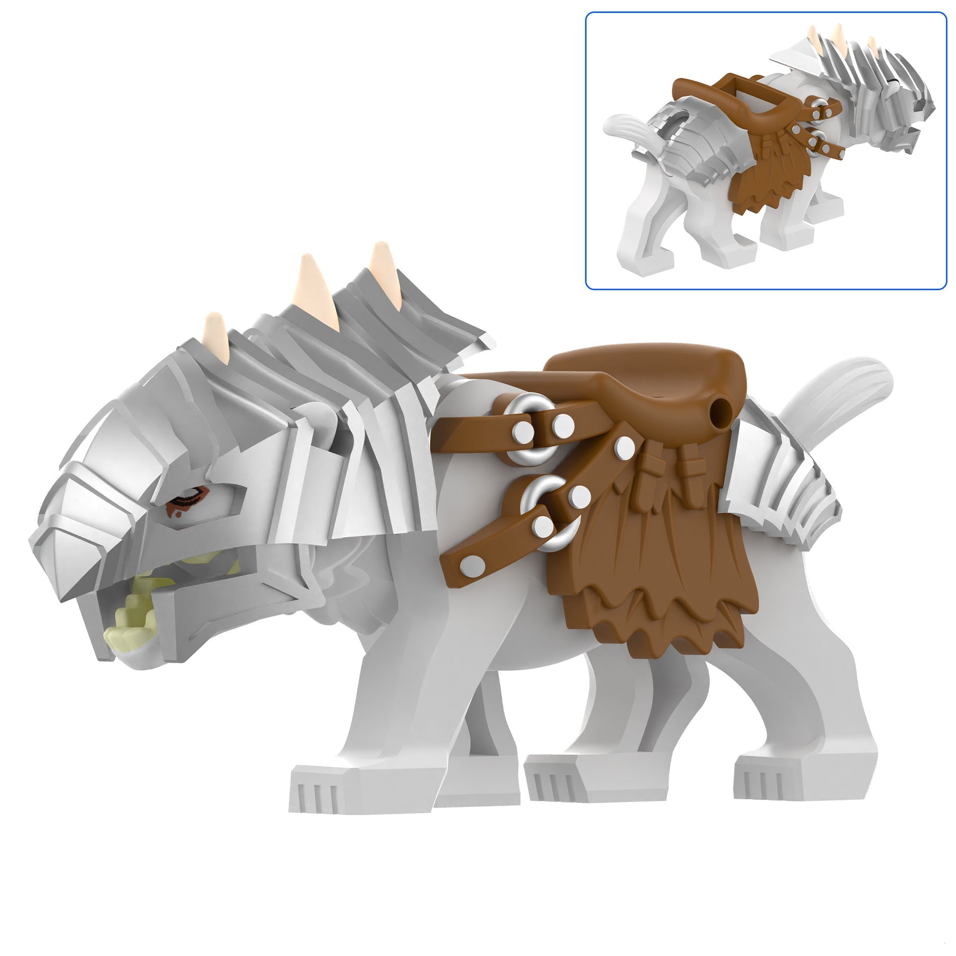 White Wargs Armored Custom Lord of the Rings Minifigure Minifigure Bricks monstertoys