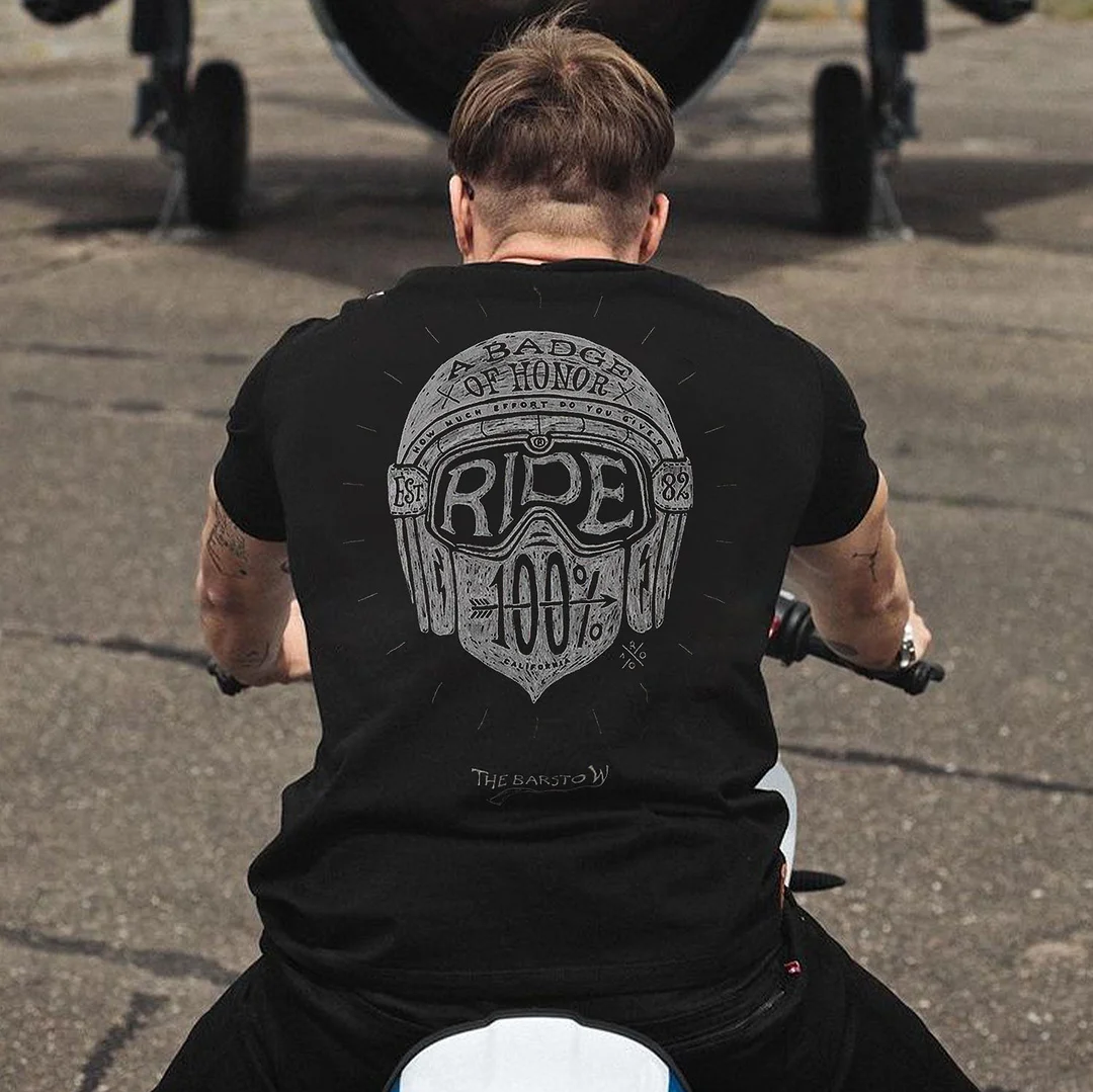 A Badge of Honor – Ride Black Print T-shirt