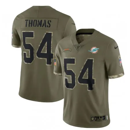 Men's Miami Dolphins #54 Zach Thomas Olive 2022 Salute To Service Limited Stitched Jersey