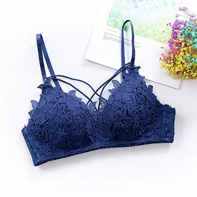 DERUILADY Sexy Lingerie Women Lace Floral Embroidery Bra Underwear Fashion Seamless Push Up Bras Wireless Adjusted Bralette