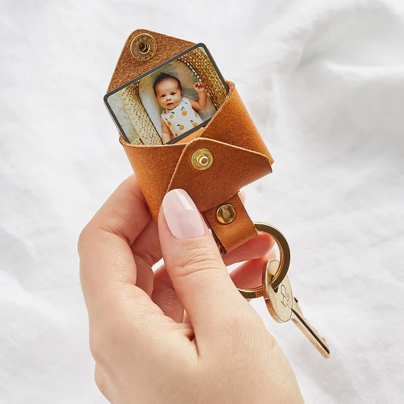 Personalised Pop-Up Leather Photo Keyring | Photo Keyring Mother's Day Gift for Mum