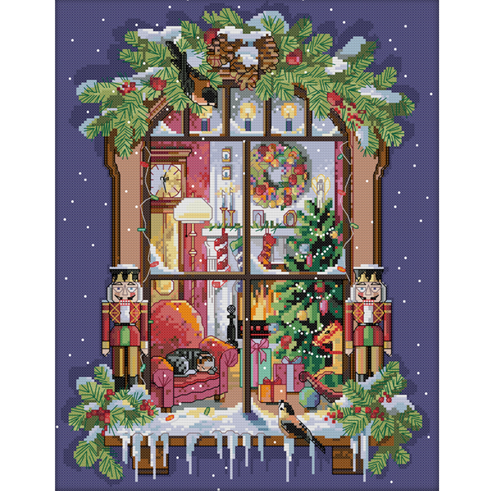 

Christmas Window - 11CT Stamped Cross Stitch - 45*55CM, 501 Original