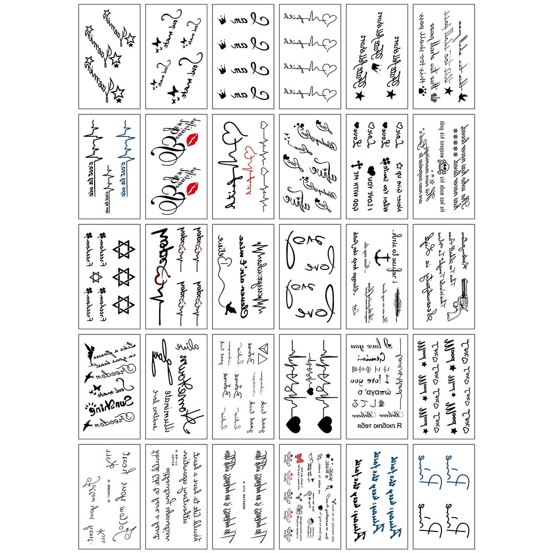 3D personality children young men and women fashion flowers simple text love arm neck wrist waterproof temporary tattoo stickers