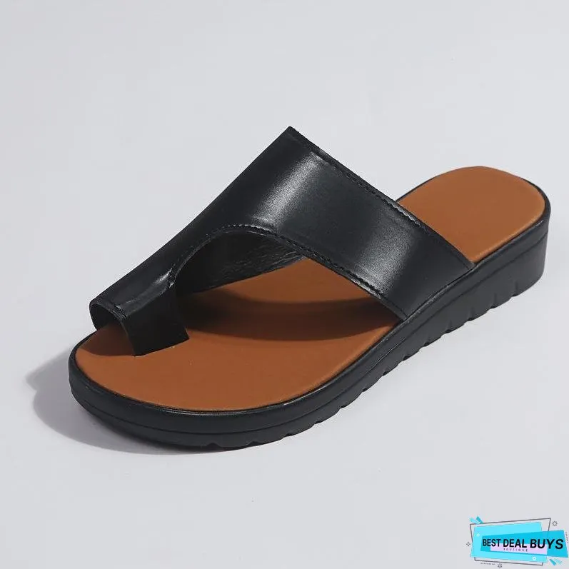 Women Leather Shoes Comfy Platform Flat Ladies