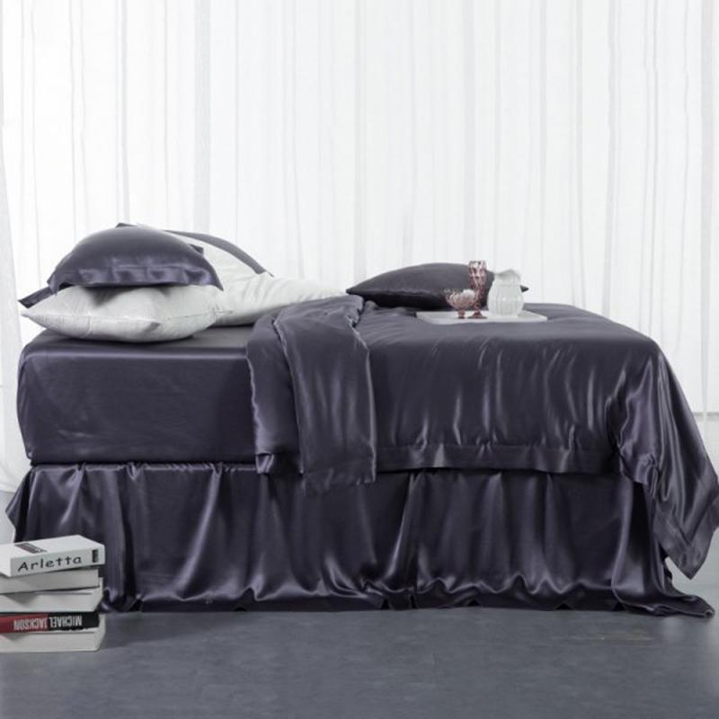 22 Momme Silk Duvet Cover Set | 4pcs Dark Gray