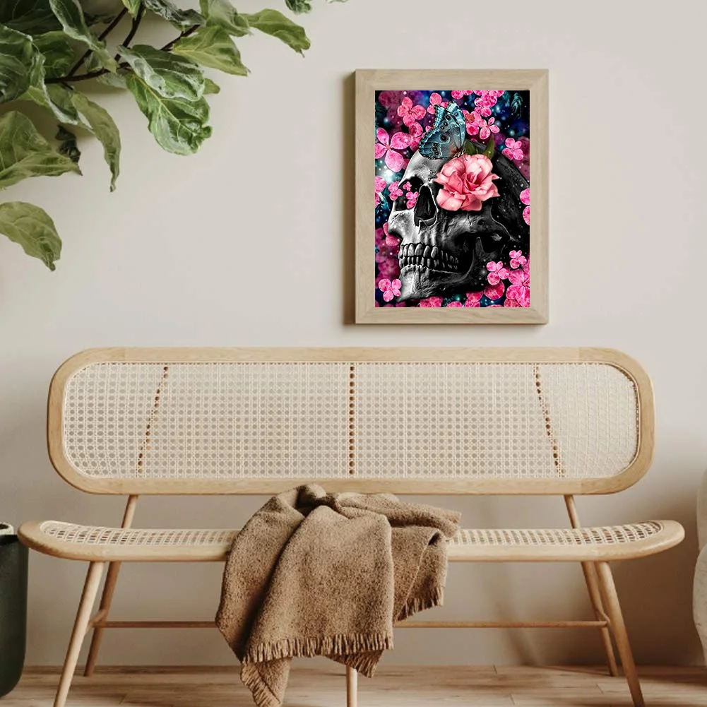 5D Diamond Painting Kit DIY Skull Flower Full Round Drill Picture (HJ613)